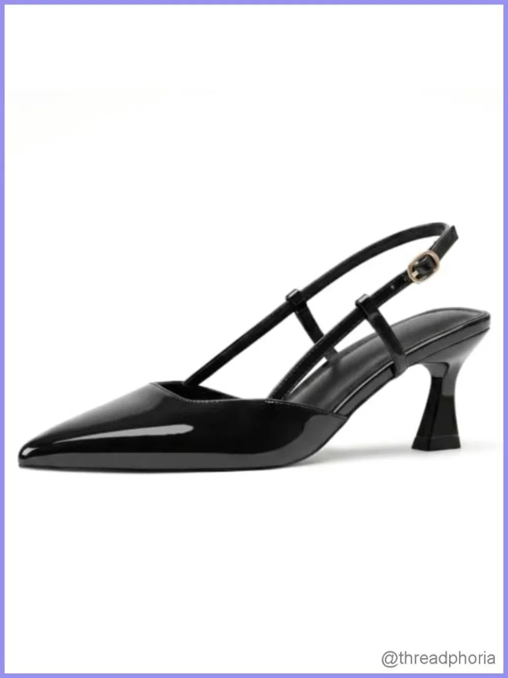 Kitten Heels Slingback Closed Pointed Toe Stiletto Pumps Patent Leather